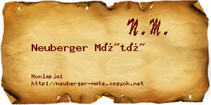 Neuberger Máté névjegykártya